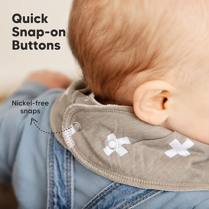KeaBabies 8-Pack Organic Baby Bandana Bibs for Boys, Girls - Super Absorbent Triangle Baby Bibs for Drooling and Teething Infant, 100% Cotton Extra Soft for Newborn, Infant 0-36 Months (Grayscape)