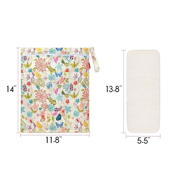 Damero 5-Layer Reusable Diapers Baby Inserts, 12PCS Cloth Diaper Inserts with an Extra Storage Bag