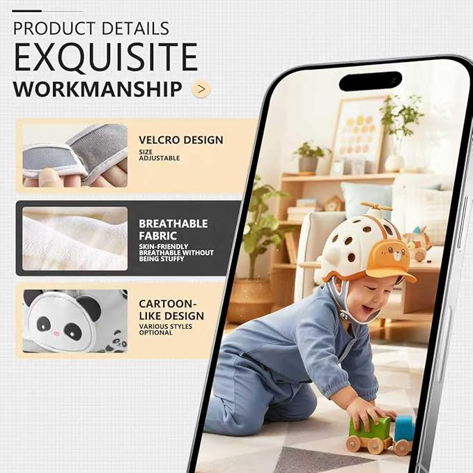 Baby Head Protection Helmet - Ultra-Light, Soft, Adjustable, Suitable for Babies 6-24 Months with Knee Pads & Non-Slip Socks Set