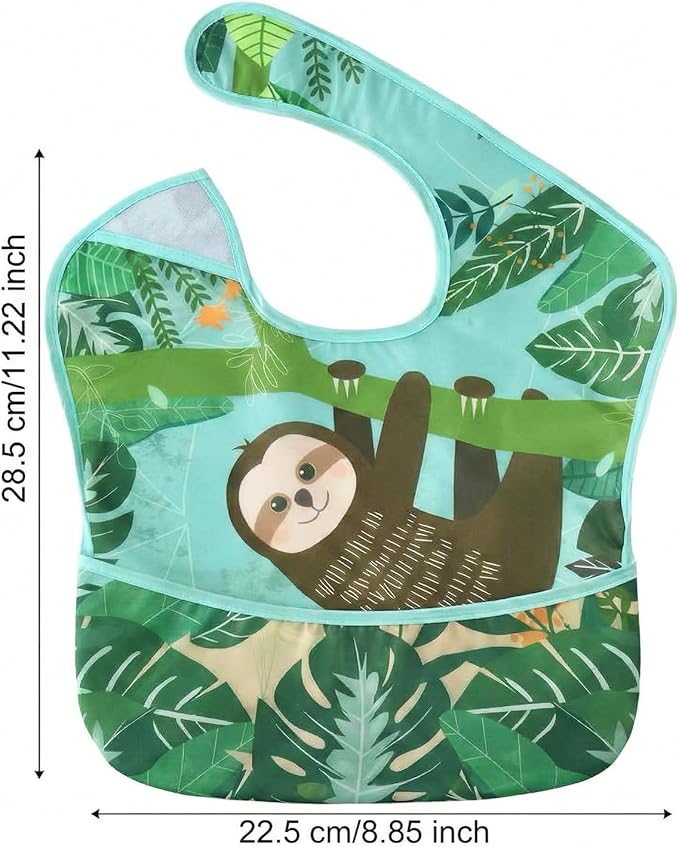 PandaEar 5 Pack Baby Bibs for Boys & Girls, Waterproof Adjustable Mealtime Bibs for Toddler 6-24 Months, Lightweight Soft