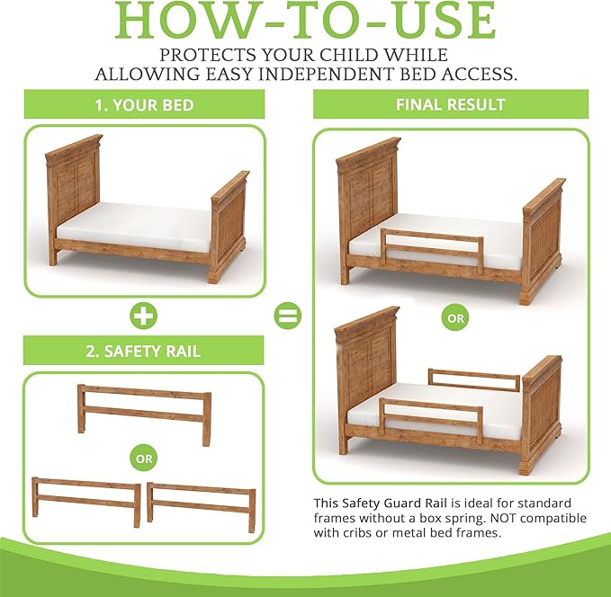Safety Guard Rail for Baby, Kids, and Children - Solid Wood Safety Bed Rail for Toddlers - Easy Installation - Premium Protection for Bunk, Twin, Full, Queen and King Size Beds - (Natural Rustic)
