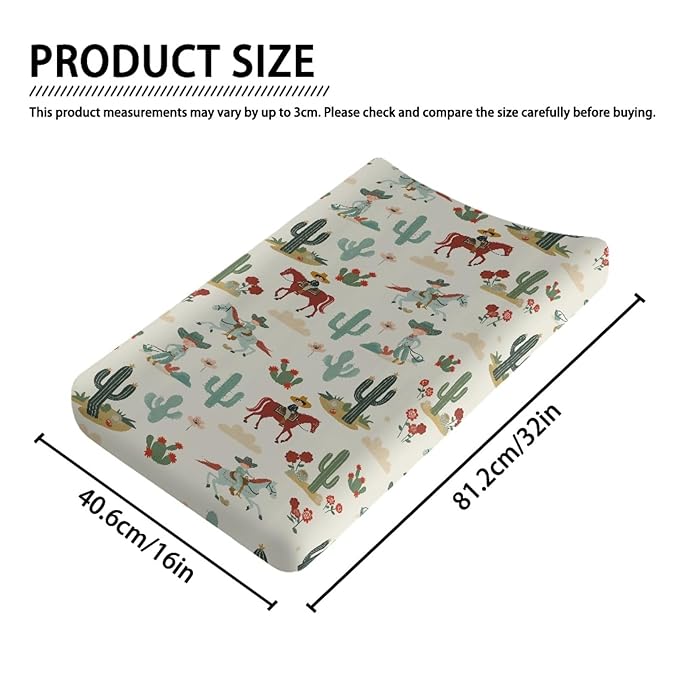 Western Cowboy Cactus Changing Pad Cover for Baby Infant Newborn Comfy Diaper Changing Pad Covers Soft Breathable Baby Nursery Change Table Mat Sheets Protector