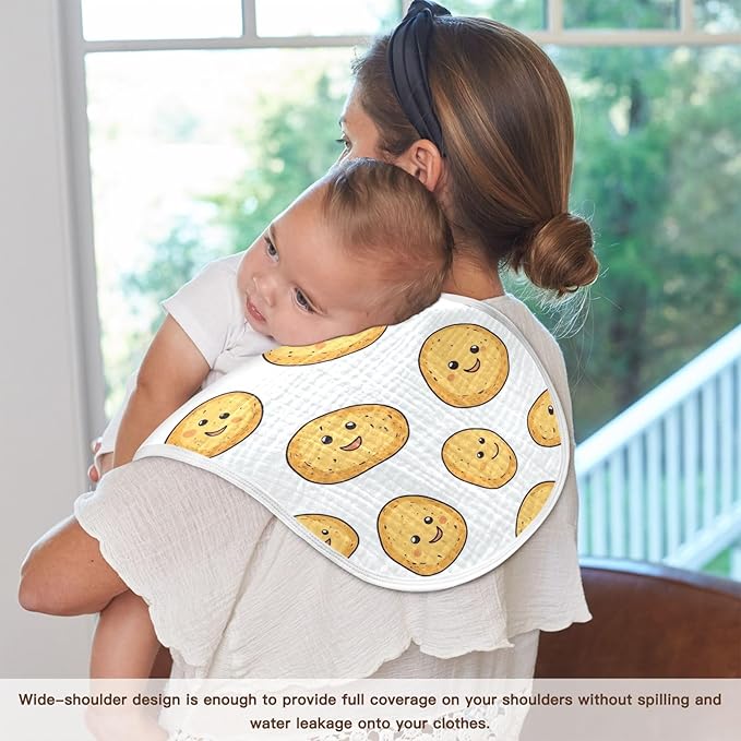 vvfelixl Baby Burp Cloths Potato Baby Baby Newborn Cotton Burping Cloths Set Baby Washcloths 4 Pack