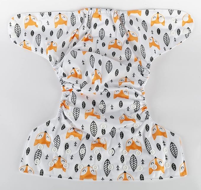 2 to 7 Years Old Cloth Diaper Nappy Pocket Reusable Washable Junior Big Baby Kids Toddler (Foxes Trees)