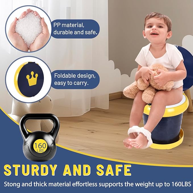 SunnySmile portable, foldable potty seat for toddler, Training Toilet Seat Emergency Toilet for Car, Camping, Outdoor, indoor (blue, large)