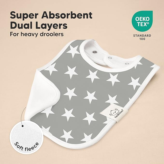 KeaBabies 8-Pack Organic Baby Bibs for Boys, Girls - Super Absorbent Cotton Drool Bibs for Baby Girl & Boy, Teething Toddler, Drooling Newborn, Ultra Soft & Machine Washable (Crossroads)
