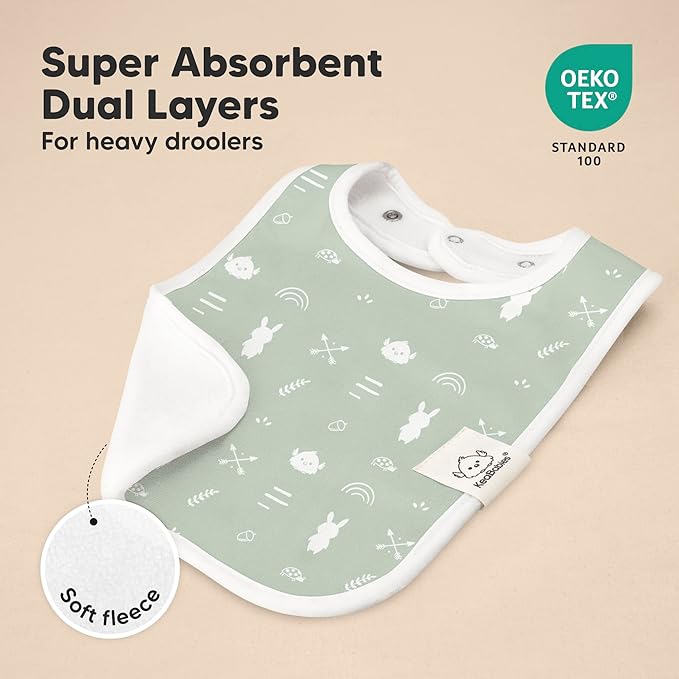 KeaBabies 8-Pack Organic Baby Bibs for Boys, Girls - Super Absorbent Cotton Drool Bibs for Baby Girl & Boy, Teething Toddler, Drooling Newborn, Ultra Soft & Machine Washable (Nordic)