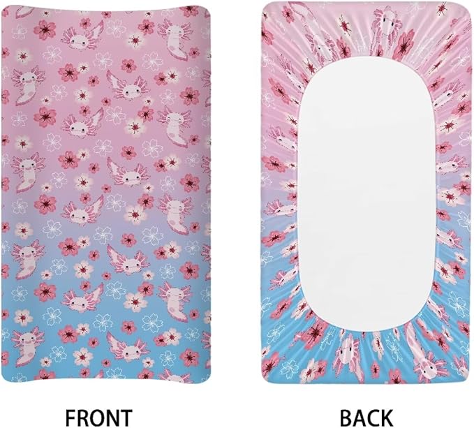 Axolotl Cherry Blossom Changing Pad Cover Waterproof Diaper Changing Cover Durable Breathable Soft Universal Tray Table Mat Infant/Toddler