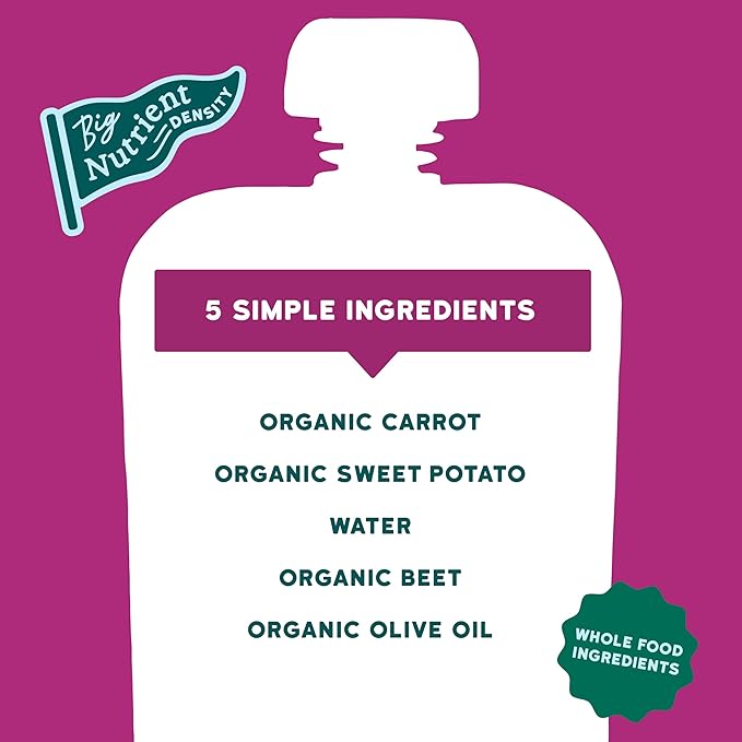 Serenity Kids 6+ Months Veggie Puree Baby Food Pouches - USDA Organic Baby Food - 100% Veggies Pouches for Toddlers - No Added Sugar Healthy Toddler Snacks - 3.5 Oz, Pack of 12