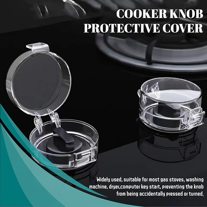 5-Pack Stove Knob Safety Covers, Childproof Gas Stove Knob Locks, Upgraded Dual-Press Design, Universal Fit for Most Stoves,Water/Oil Resistant, High Temperature Resistant (Black)
