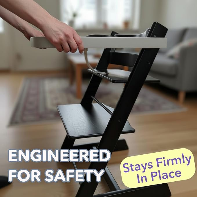 High Chair Tray for Stokke Tripp Trapp - Gray - No Baby Set Needed. Suction Surface. Snap-on. BPA Free.