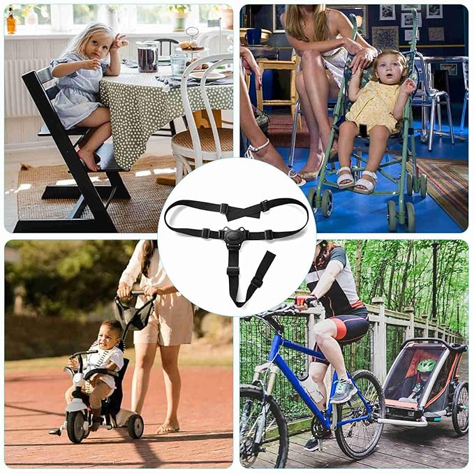 Adjustable 3 Point Harness Baby High Chair Straps, Nylon Tape, Strong Adhesive, Lightweight, Portable, for Baby Kid Stroller, Pushchair