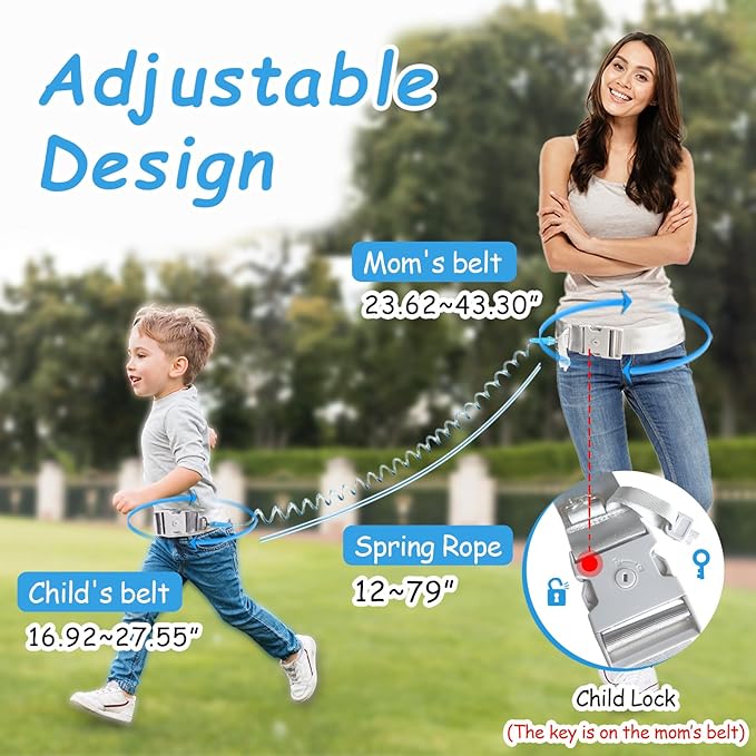 Hands Free Toddler Leash for Kids with Lock, Adjustable Child Harness Leashes for Toddlers, Baby Walking Harness for Outdoor Travel, Safety Harness for Kids with Autism Special Needs ADHD