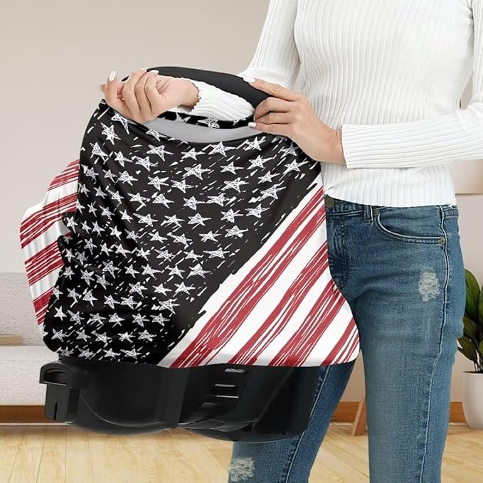 Coldinair American Flag Multifunctional Nursing Cover Multi Use Cover for Baby Car Seat Canopy Shopping Cart Cover,Stroller Cover