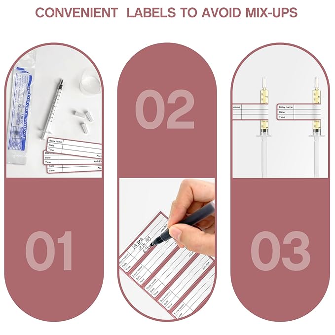 60 Sets 3Ml Colostrum Collector Kit Include 60 3ml No Needle Sterile Syringes with Cap, 4 Measuring Cup, 6 Zip-lock Storage Bags, 60 Labels for Breast Milk Collector