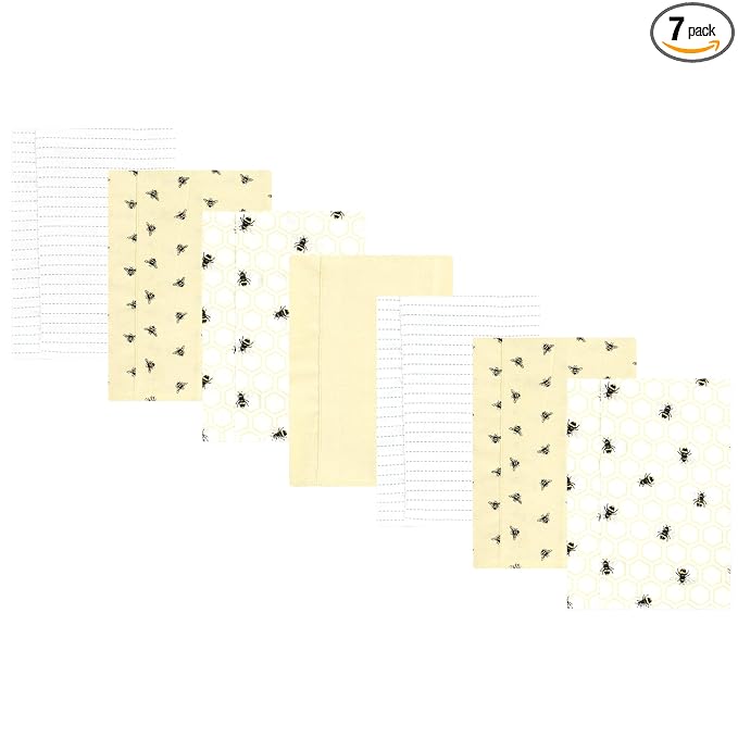 Hudson Baby Unisex Baby Flannel Burp Cloth 7pk, Honey Bee, One Size