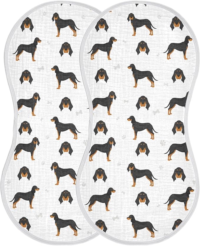 vvfelixl Baby Burp Cloths Black and Tan Coonhound Baby Newborn Cotton Burping Cloths Set Baby Washcloths 4 Pack