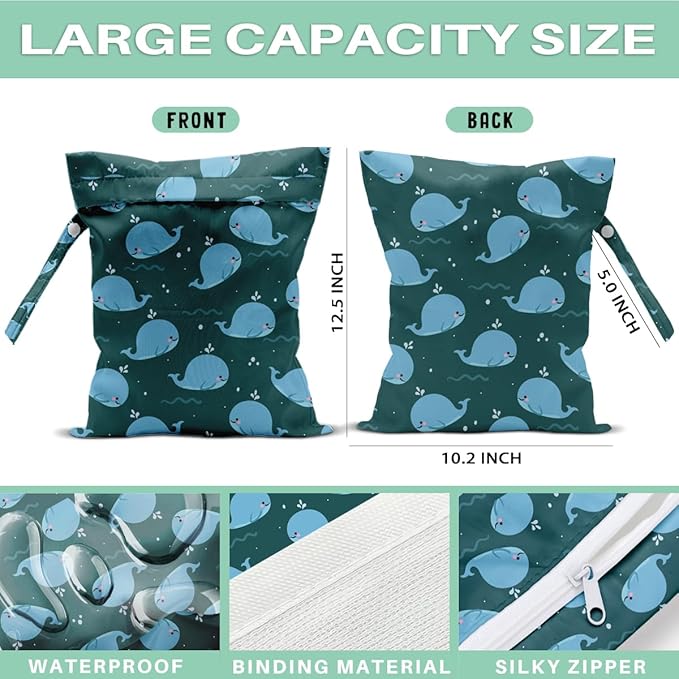 Bohemia Wet Dry Bags for Diaper Waterproof Swimsuit Washable Reusable Bag for Beach Diapers Dirty Yoga Gym Clothes Plant Gifts for Men Baby Friend Women
