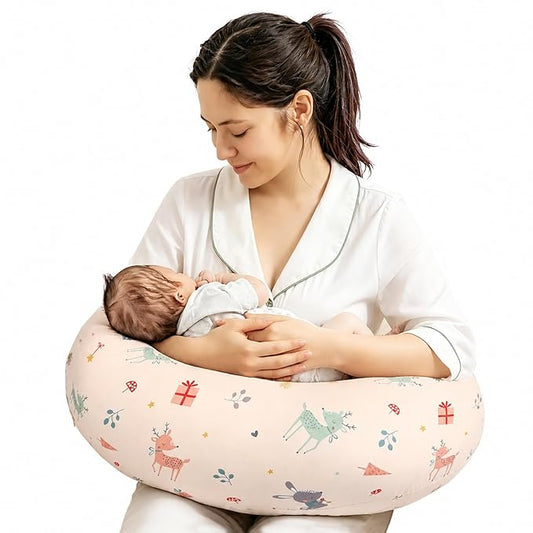 Nursing Pillow, Breastfeeding Pillows with Standard Size Removable Cover, Breast Feeding Pillow with Breathable Filling, Ergonomic Nursing Essentials for Bottle and Breastfeeding