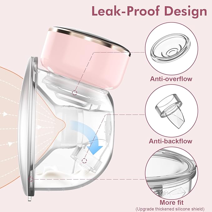 NaNaLazy Wearable Breast Pump Hands Free of Longer Battery Life & LED Display, Portable Electric Breast Pump with 3 Modes & 9 Levels & Low Noise, 24 mm Flange, 2 Pcs Pink