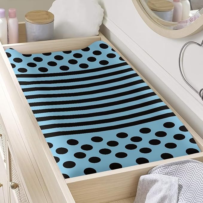 Stripe Changing Pad Cover Waterproof Stretchy Soft Changing Table Cover Breathable Universal Tray Table Mat for Boys Girls Fit 32"x16" Contoured Pad