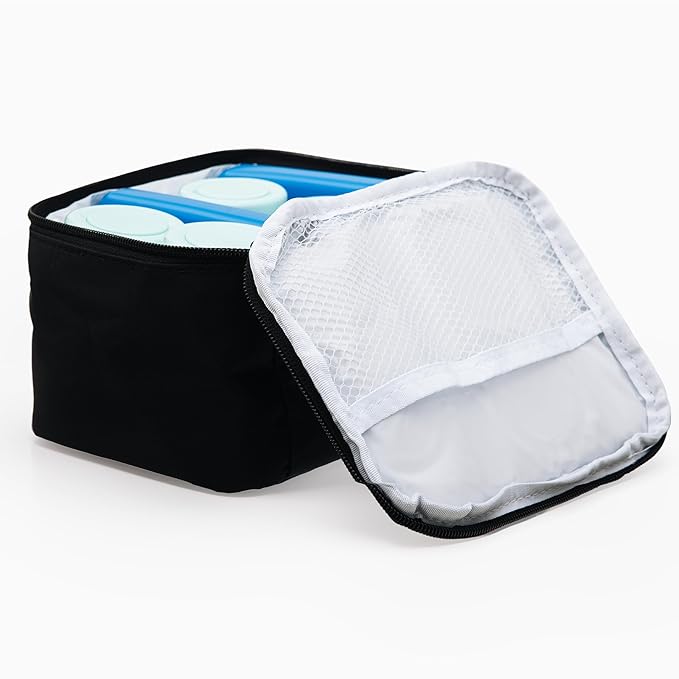 Zomee Breastmilk Cooler Bag for Baby Bottles – Insulated Travel Tote with 2 Ice Packs & 4 Bottles – Keeps Milk Cold for Nursing & Pumping Moms