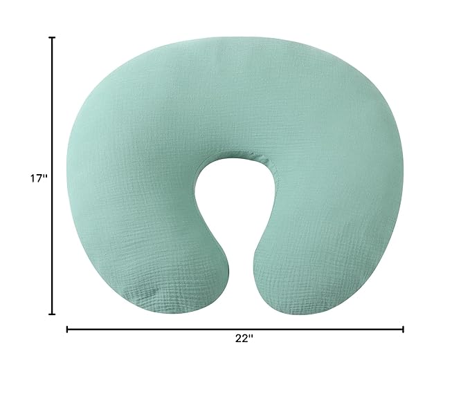 Onacosht Muslin Nursing Pillow Cover Soft 100% Cotton Feeding Pillow Slipcover Fits Standard Infant Nursing Pillow for Boy and Girl, Green