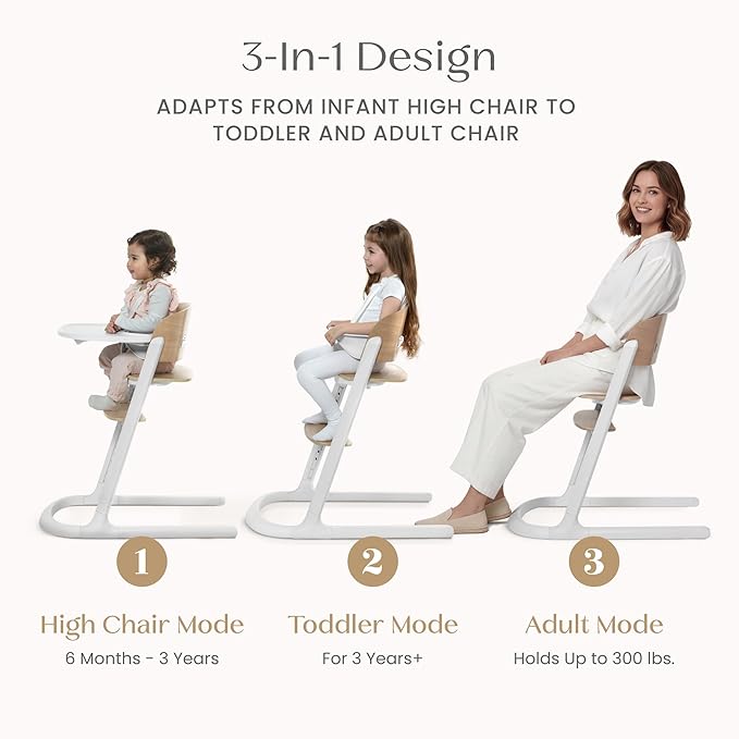 Delta Children Versa Adjustable 3-in-1 High Chair for Babies & Toddlers - 3 Growing Stages from Infant to Adult Seating - Greenguard Gold Certified, White