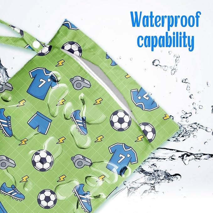 Soccer Wet Dry Wet Bag for Swimsuit Towel Baby Travel Cloth Diapers Beach Gym Toiletries Makeup Storage Bag Summer Vacation Essential Holiday Soccer Coach Team Gifts Game Day Party