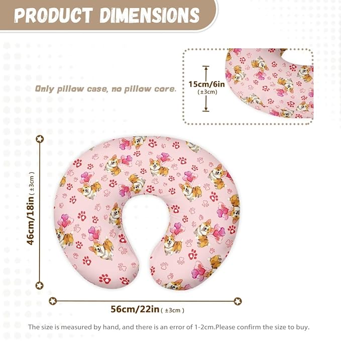 Jeiento Love Heart Corgi Dog Nursing Pillow Cover Quick Day Fabric Covers Soft Comfortable Breastfeeding Pillow Slipcovers Machine Washable