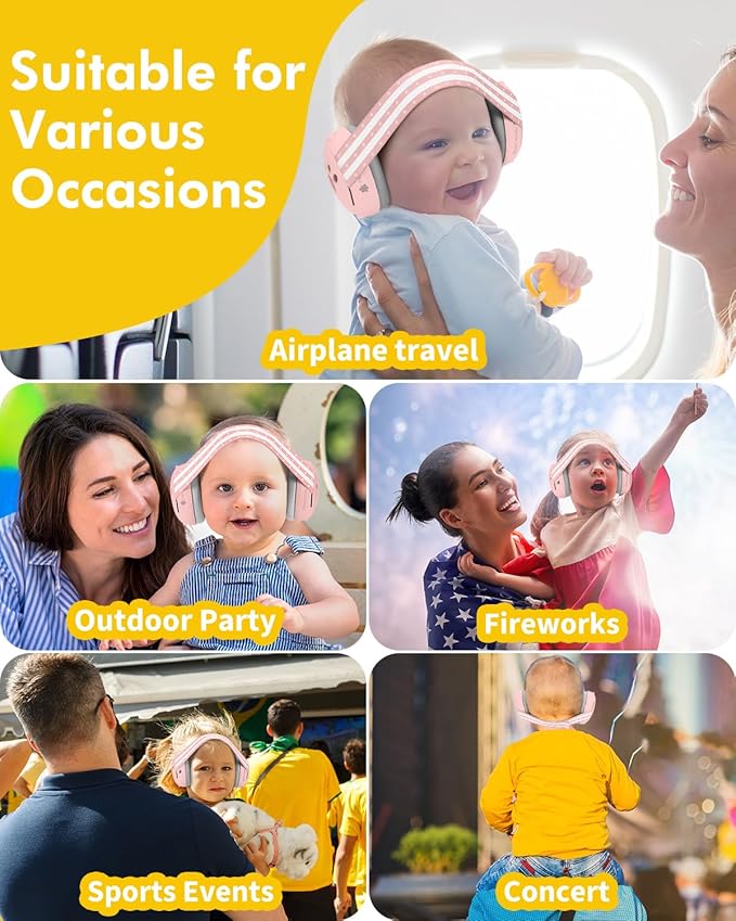 Baby Ear Muffs Noise Protection, 25dB Noise Cancelling Headphones for Infants Toddlers 0-36 Months Airplane Travel Essentials