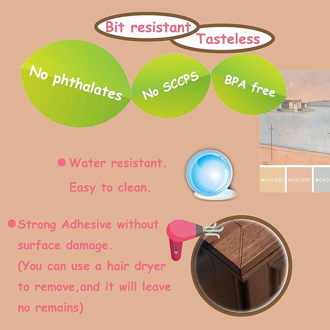 saicheek 4Pcs Large(Length: 1.7inch) Silicone Corner Protector Baby Proofing,Table Corner Protectors for Baby,Strong Adhesive T Shaped Baby Head Protector Table Corner Protectors for Furniture