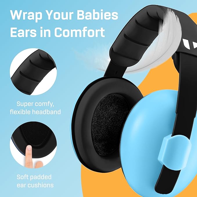 Vanderfields - Hearing Protection Ear Muffs - Over 33 dB (2K Hz) Broad Noise Cancelling Sound Reduction - Baby and Toddlers