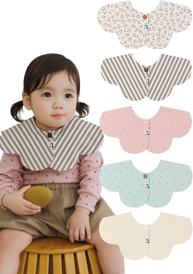 Konny Baby Bib 3/5/7-Pack Set, 360 ° Rotate, Soft and Absorbent Drooling for Toddler Boys Girls Baby Essentials