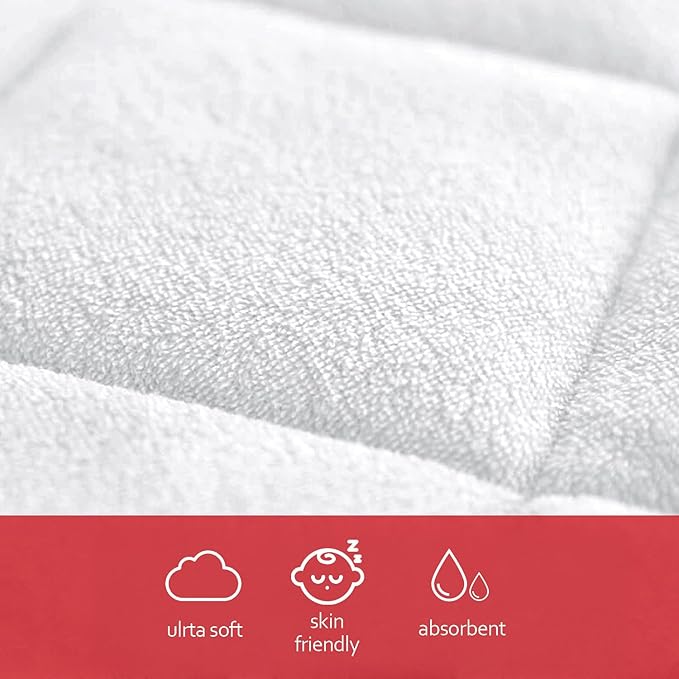 Diaper Changing Pad Liner Non-Slip, Waterproof Terry Mat Changing Pad Cover Liner, Quilted Absorbent Bassinet Liners Washable, 3 Pack 13"x 26" Reusable Portable Changing Table Pad White