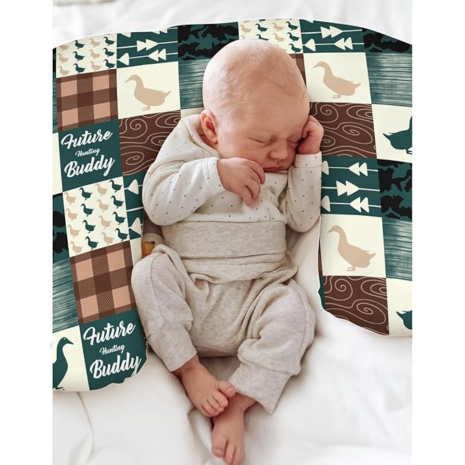Camouflage Duck Hunting Baby Nursing Pillow Covers for Boy Girl Green Mallard Ducks Plaids Nursing Pillowcase for Breastfeeding Pillows Wild Ducks Soft Stretchy Slipcovers for Newborn Infant