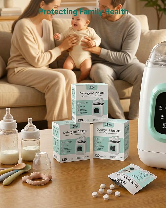 120PCS Bottle Washer Tablets Compatible with Baby Brezza, Momcozy ,Grownsy & All Brands, Detergent Tablets for Bottle Washers, Detergent Cleaning Tablets for Baby Bottles, Deep Cleans Milk Residue