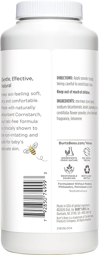Burt's Bees Baby Powder, Hypoallergenic Dusting Powder, Non-Irritating, Calming Skin Care, All Natural, Talc Free,7.5 Ounce (Pack of 3)