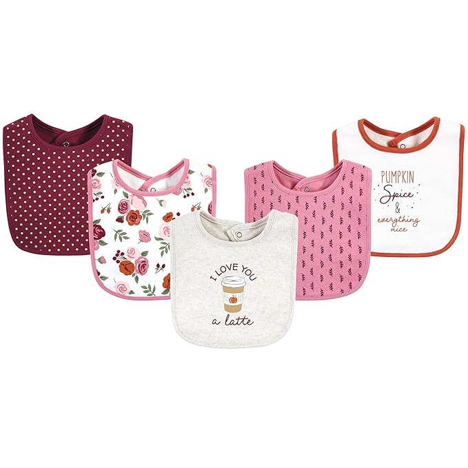 Hudson Baby Unisex Baby Cotton Bibs, Pumpkin Spice, One Size