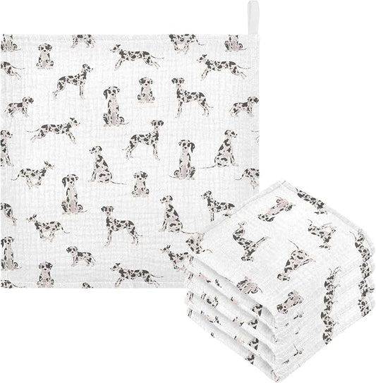 vvfelixl Baby Cotton Washcloths Great Dane Dog Infants Bath Towel for Unisex Face Towels for Newborn, Natural Baby Wipes Delicate Skin, 11.8 X 11.8 inch, one sizex3