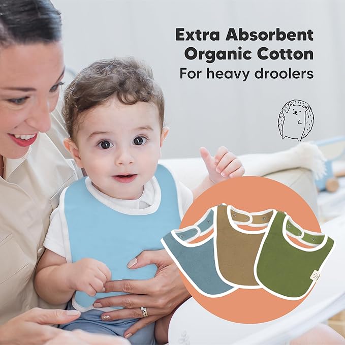 8-Pack Organic Baby Bibs for Boys, Girls - Soft Cotton Drooling and Teething Bibs for Baby Girl & Boy, Extra Absorbent, Easy to Clean & Put On for Toddler, Newborn, Infant 0-24 Months (Daybreak)
