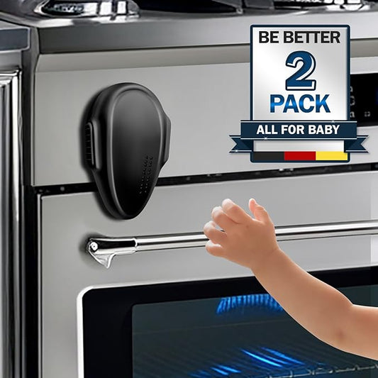 Oven Lock Child Safety (2Pack), Premium Baby Proofing Oven Door Locks, Easy to Install & Use Durable and Heat-Resistant Material no Tools Need or Drill Oven Child Safety Lock, (Black)