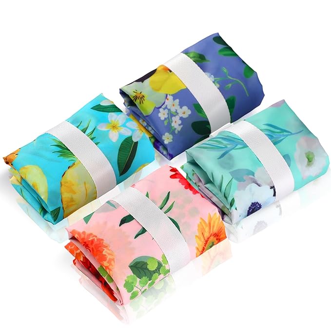 Frienda 4 Pieces Cloth Diaper Wet Dry Bag, Waterproof Reusable Washable Bag for Baby Items and Travel Zippered Pockets with Handle, Beach, Swimsuit, Dirty Gym Clothes and Toiletries(Plant)