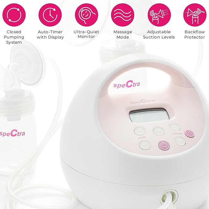 Spectra - S2 Plus Electric Breast Milk Pump Bundle w/ S1 Pump, Bottles, backflow Protectors, tubing, Duckbill Valve, and Flanges 24/28mm