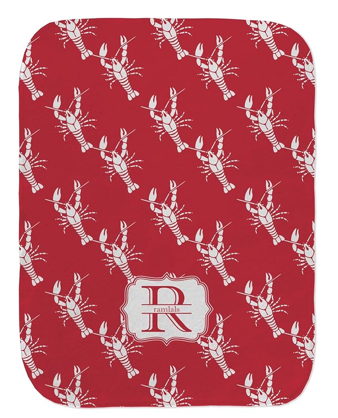 Personalized Crawfish Burp Cloth - Fleece w/Name and Initial