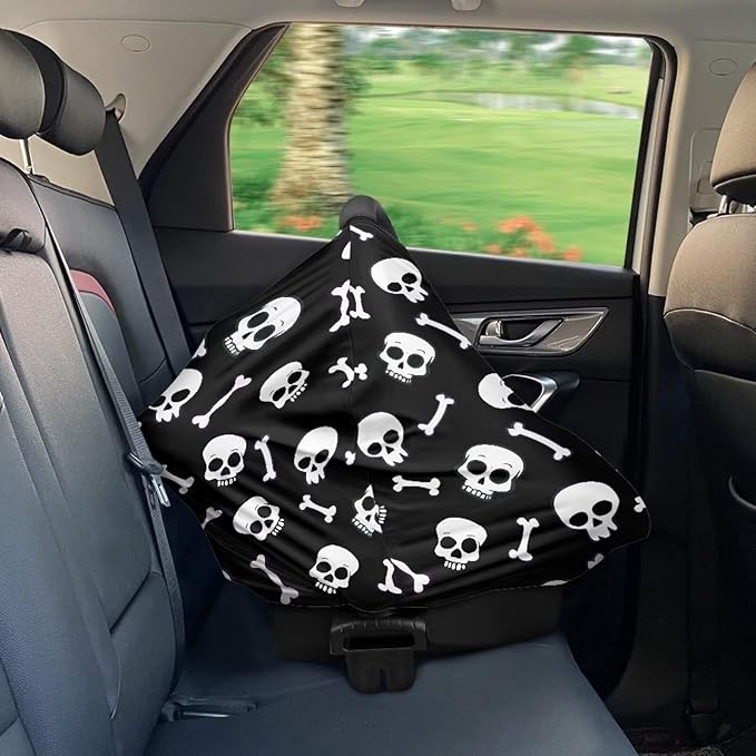 Belidome Gothic Baby Stuff Nursing Cover Up for Breastfeeding Black and White Skull Carseat Canopy for Baby Boys Stretchy Comfy