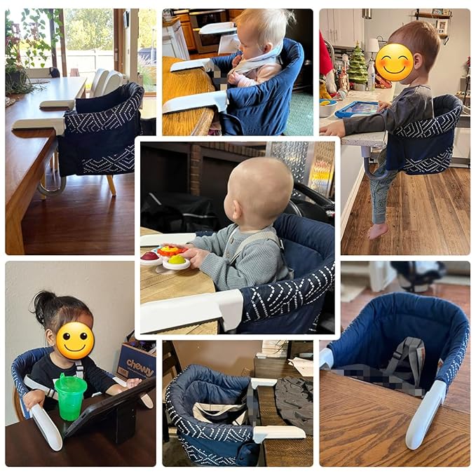 MTWML Portable High Chair for Table,Hook On High Chair that Attaches to Table,Space Saver Clip On Counter Seat for Baby,Easy Clean Baby Feeding Clamp Seat with Carry Bag for Travel(Pure-Black)