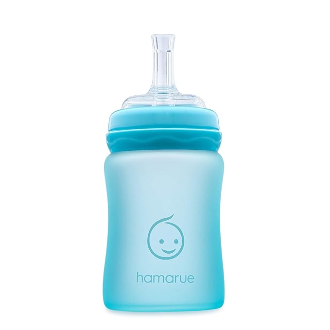 3-in-1 Glass Sippy Cups for Toddlers 1-3 | Silicone Coated Baby Sippy Cup | Non-Toxic Transition Sippy Cup with Removeable Handles | Baby Straw Cup (Teal, 5 oz)