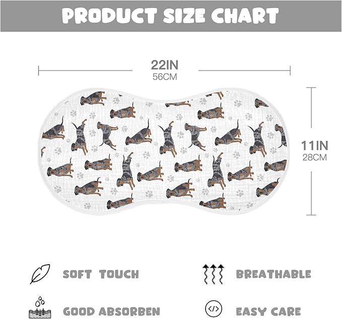 2 Pack Muslin Burp Cloths Great Dane Dogs White Cotton Baby Burp Cloths Extra Absorbent and Soft Thick Burping Cloth for Newborn Babies Boys Girls 22x11 Inch