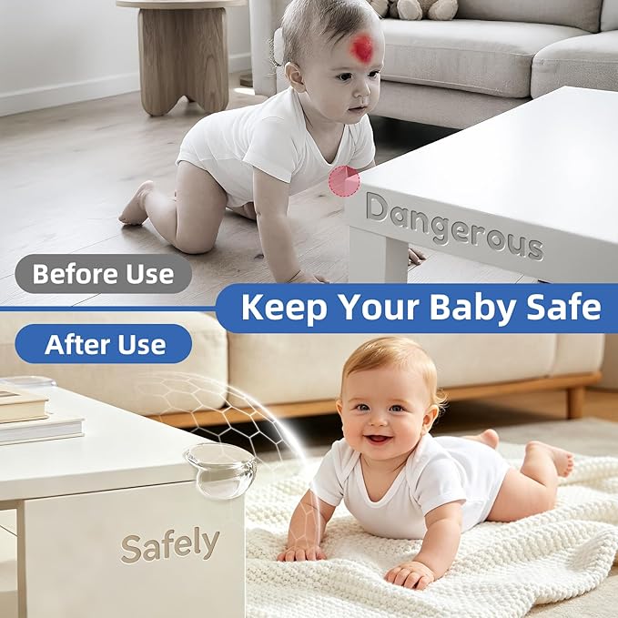 48 Pack Corner Protector for Baby, Clear Table Corner Protectors, Baby Proof Corners and Edges, Super Strong Adhesive, Corner Protectors for Furniture & Sharp Edges